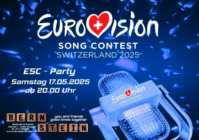 Hey ihr Lieben 🥰
auch in diesem Jahr ubertragen wir natürlich wieder den Eurovision Song Contest im Bernstein...
Auch ein Zeichen für ein vereintes Europa in diesen turbulenten Zeiten....
Seit mit dabei am Samstag den 17.05.2025 und votet mit..🍹🍻🥂
Während der Übertragung kann leider nicht gespielt werden, aber davor und danach na klar sehr gerne...hab da Verständnis dafür...